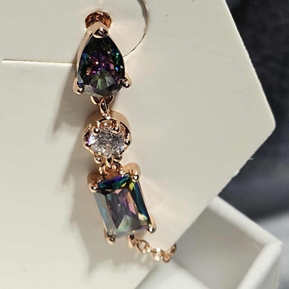 Lets Link Up Earrings Rainbow Topaz Rose Gold